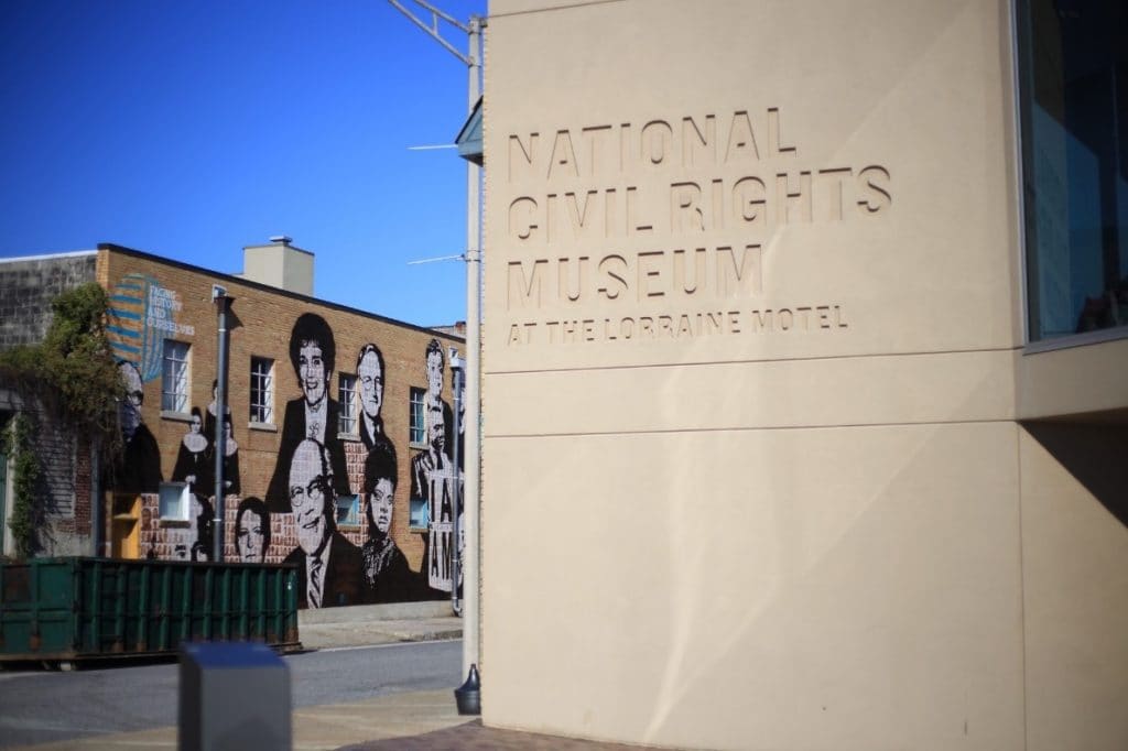 Outside of the National Civil Rights Museum
