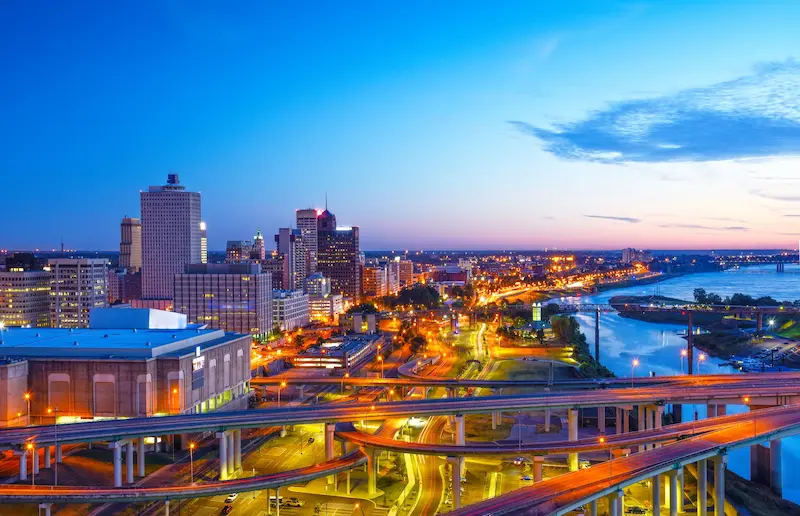 Memphis Skyline at Sunset